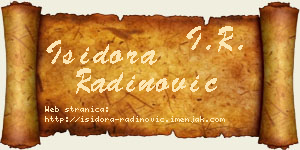 Isidora Radinović vizit kartica